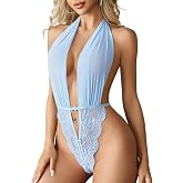 Avidlove Women Sexy Lace Lingerie Bodysuit One Piece Babydoll | Sexy Lingerie for Women Deep V Neck Teddy Lingerie, Mesh Halter Body Suit Naughty Outfits for Honeymoon Anniversary