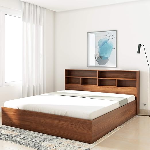 Amazon Brand Solimo Canes Engineered Wood King Bed with Box Storage