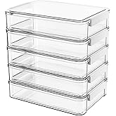 Citylife 5 Packs Clear Plastic Storage Boxes with Lids Stackable Storage Containers with Latches Portable Project Case Clear 