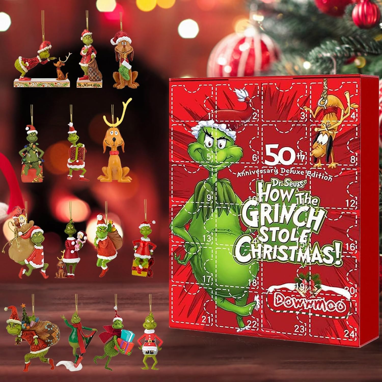 Advent Calendars - Christmas Advent Calendar, 24 Days Christmas Countdown Calendar, Classic Greench Pendant Gift Box, Christmas Eve Countdown Calendar for Kids, Christmas Tree Hanging Ornament Gift Box