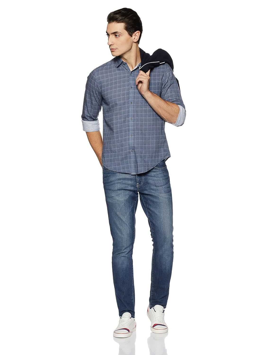 peter england men's solid slim fit casual shirt