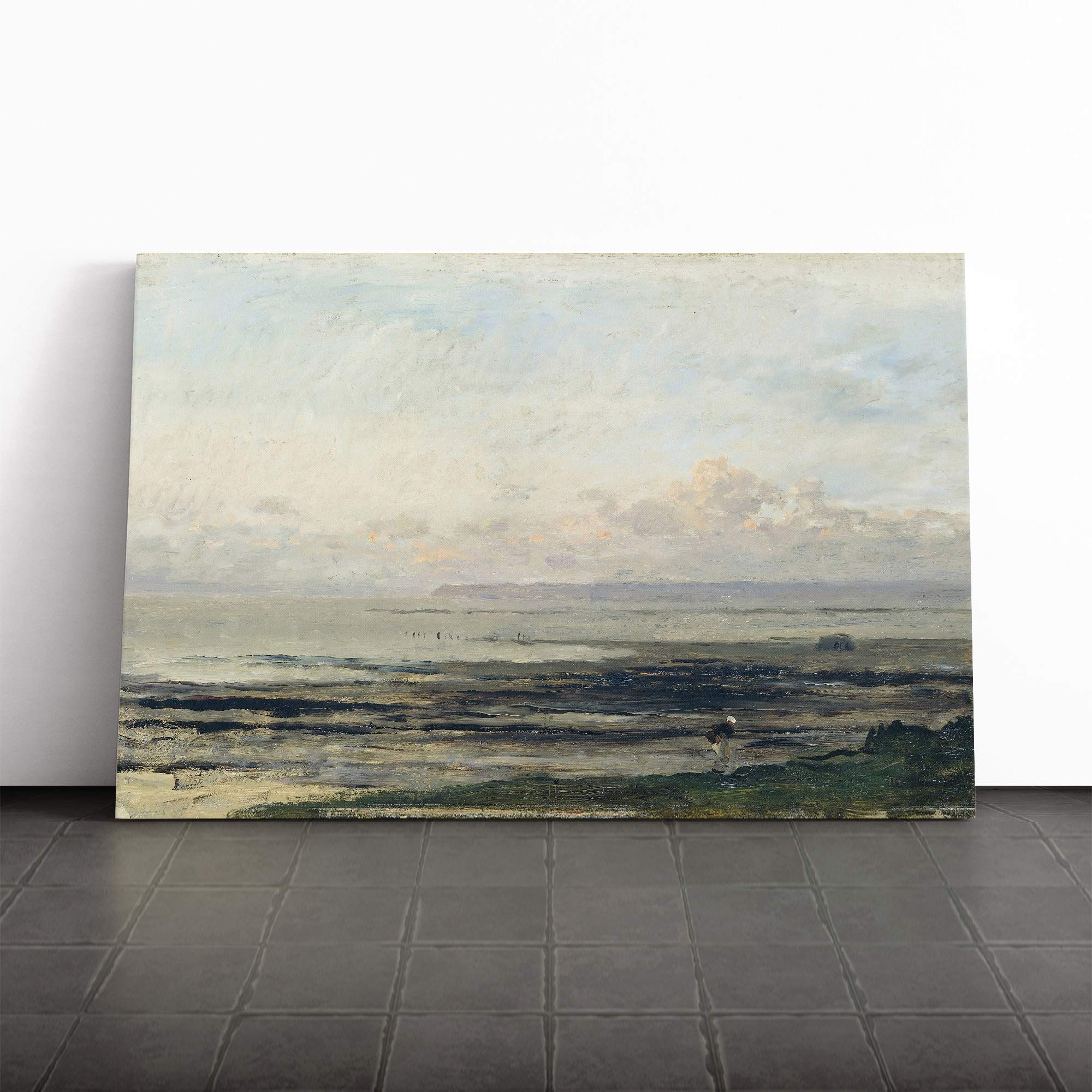 Charles-Francois Daubigny Woman by The Water Canvas Print | Gallery Wrapped 30mm Frame Wall Art | 20x14 inches | Ready to Hang | Modern People Picture | Living Room Bedroom Lounge Office