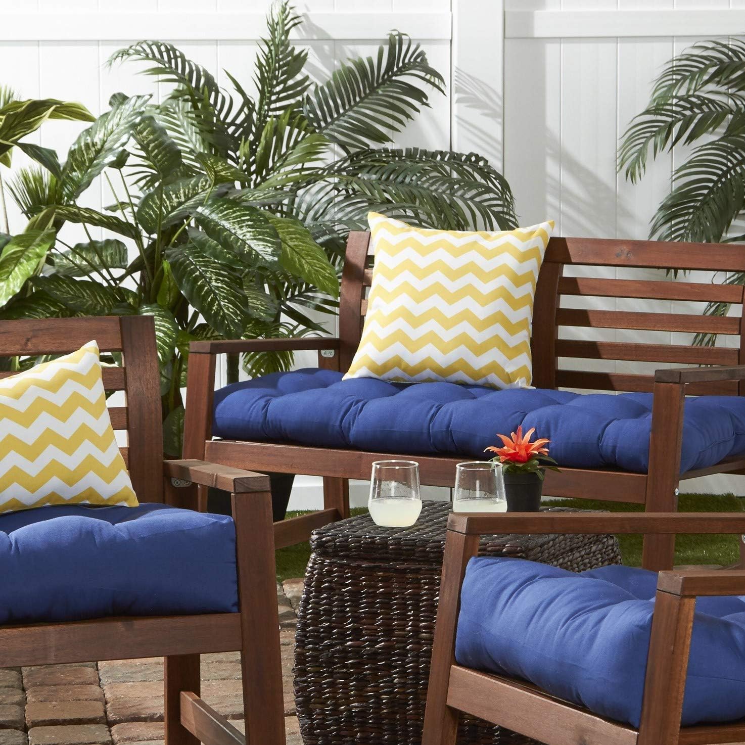 Greendale Home Fashions AZ5812-MARINE Blue 51-inch Outdoor Bench Cushion : Garden & Outdoor
