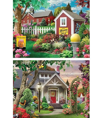 Bits And Pieces 300pc Jigsaw Puzzle Set – 2 Holiday Snowmen Puzzles By Makiko (18x24 Inches Each) - View #2