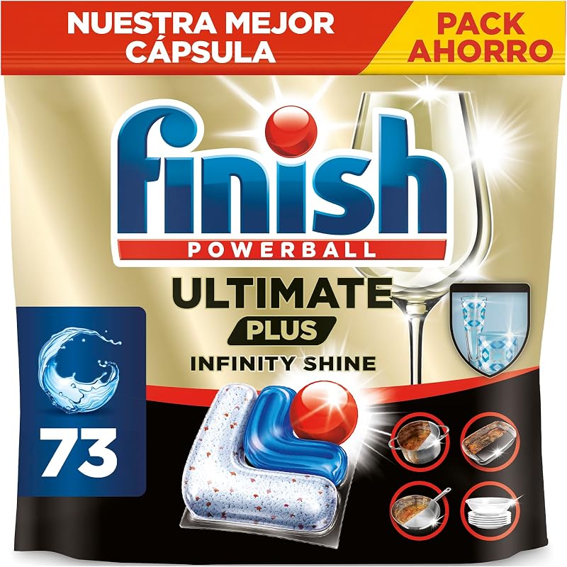 Finish ultimate plus infinity shine, pastilhas para lava-louças, limpeza intensiva, brilho de diamante + proteção para pratos, 73 pastilhas