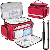 LEFOR·Z Small Medical Bag,First Aid Bag Empty,Home Health Nurse Bag with Detachable Divider,Medical Supplies Storage Tote for Nursing Student,Therapist,Doctors,Red(11.7x7.6x8inch)