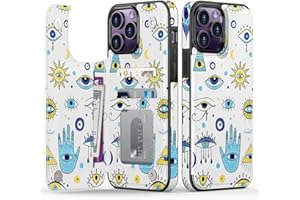 Goodon for iPhone 14 Pro Case Wallet - Flip Folio Leather Cover with Trendy Floral Design, 3 Card Slots & Kickstand Function, Stylish Protective Phone Case for Women and Girls - Eyes