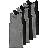 Comfneat Men's 6-Pack A-Shirts Tight Fit Tank Tops Cotton Spandex Undershirts