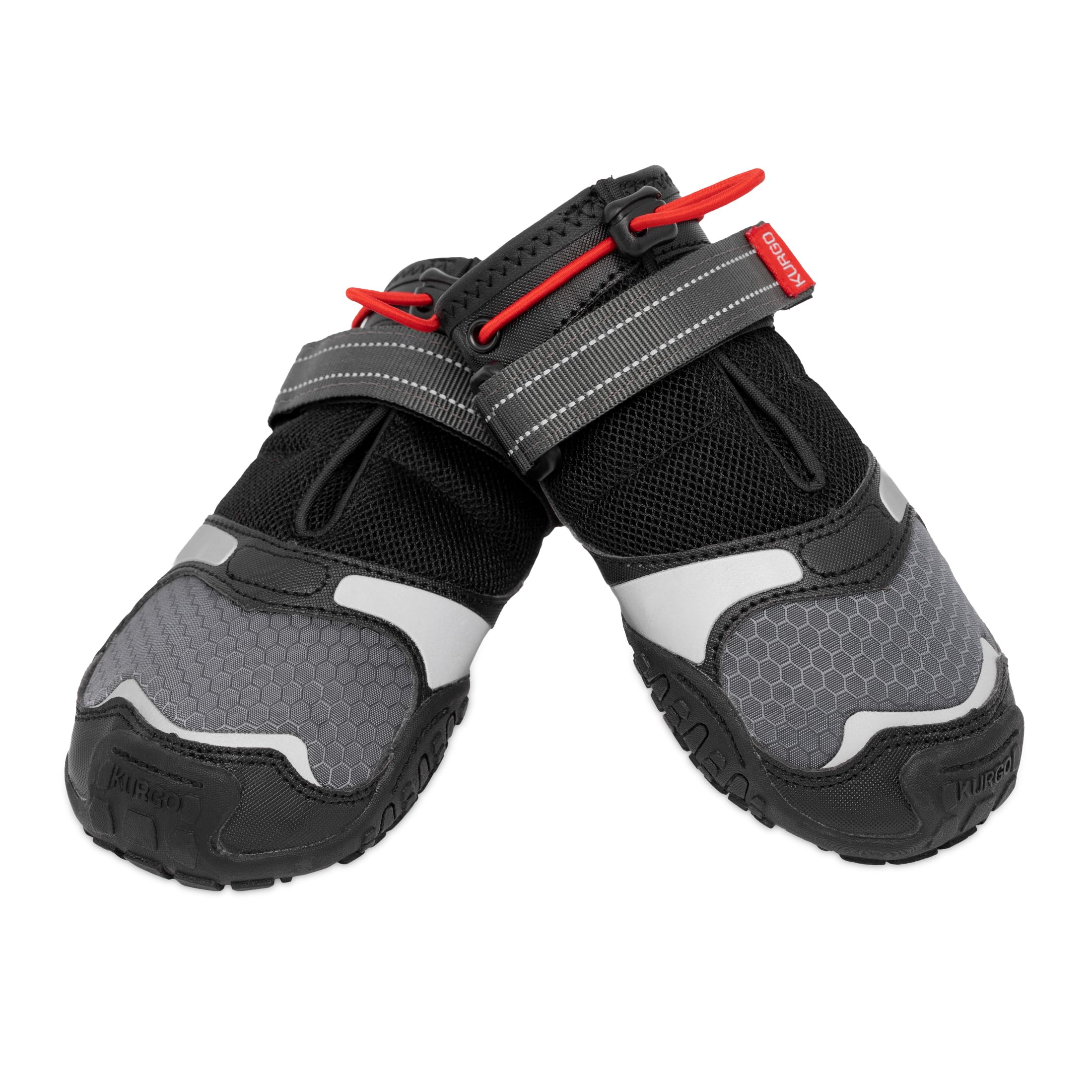 Kurgo Blaze Dog Boots - Protects Paws in All Seasons - Breathable Fabric - Water Resistant Dog Shoes - Dual Ankle Closure - Reflective Dog Boots - Includes 2 Shoes - Chili Red/Black - S