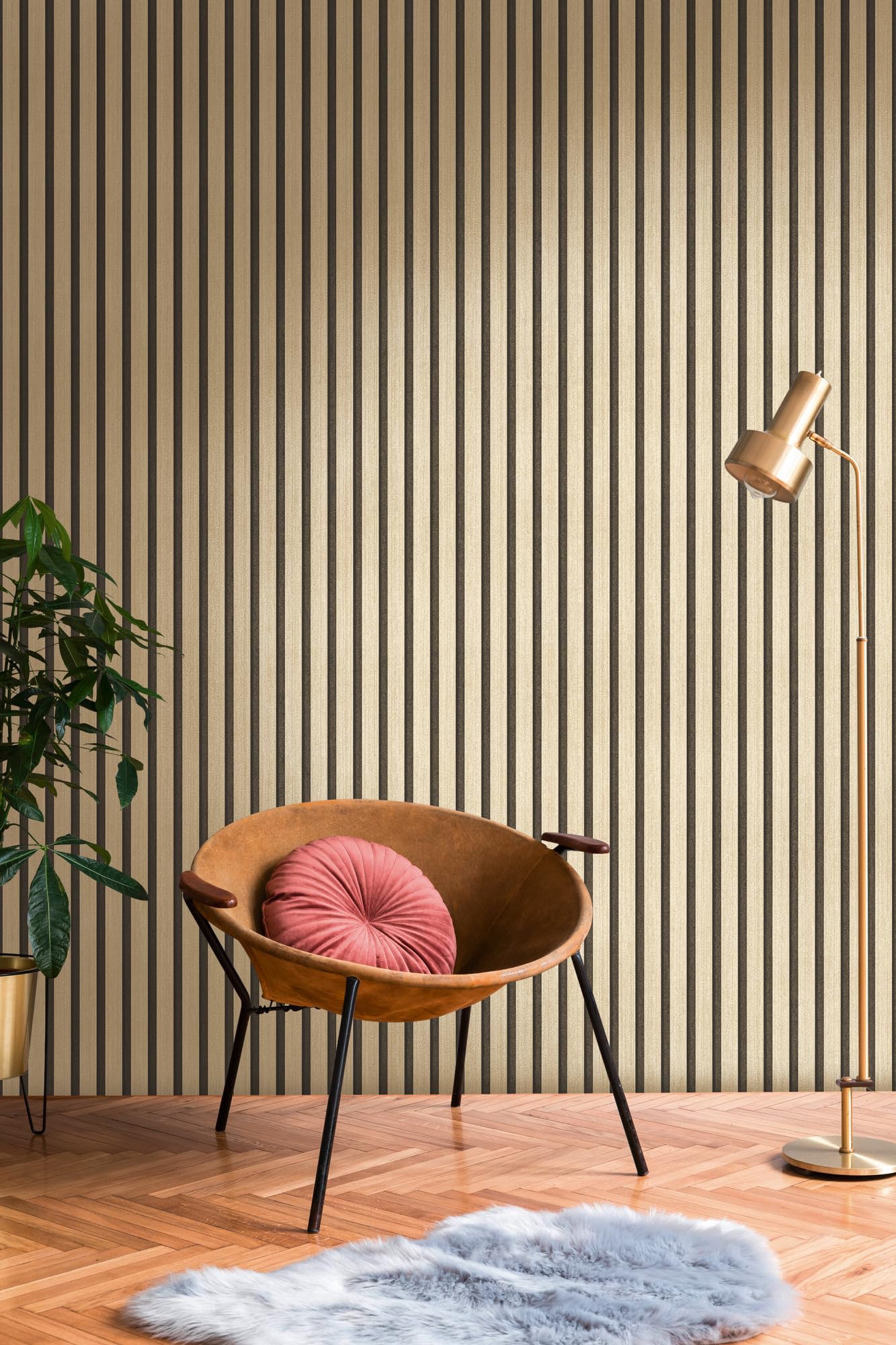 A.S. Création Non-Woven Wallpaper with Wood Effect in Black, Gold, Metallic – 10,05 x 0,53 m Patterned Wallpaper – 786272