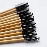 MIKVAR 25PCS Eco Friendly Bamboo Mascara Spoolie Wands for Eyelash Eyebrow view 3