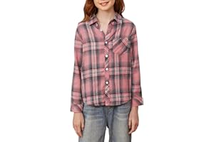 Betusline Girls' Flannel Plaid Shirt Button Down Long Sleeved Shirts