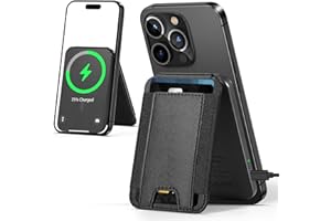 WIRELESS FUTURE CHARGER For Magsafe Wallet Stand, 15W Wired Magnetic Charging Stand for iPhone 15/14/13/12 Series, Vegan Leather, Fit 6 Cards, RFID Blocking, USB-C Inlet, Not Power Bank, Dark Black