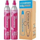 SodaStream CO2 Gas Refill Pack, 2 x 60L Pink Quick Connect Cylinders, Soda Stream CO2 Refill, Return to Earn $15 Amazon.com Gift Card, Compatible with TERRA, ART, ENSO, E-TERRA, E-DUO &amp; Other Brands