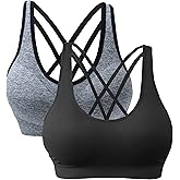 AKAMC Women's Cross Back Sport Bras,Adjustable Straps Padded Criss Cross Cropped Bras for Yoga Workout Fitness