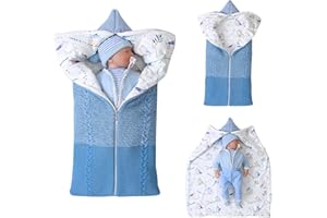 Newborn Baby Swaddle Blanket, Thick Warm Strollers Knit Blanket Plus Velvet, Baby Kid Toddler Fleece Sleeping Bag Sleep Sack 