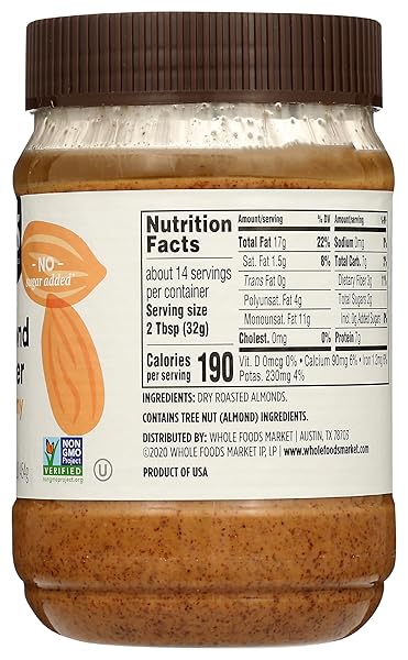 365 BY WHOLE FOODS MARKET, ALMOND BUTTER CREAMY, 16 OUNCE