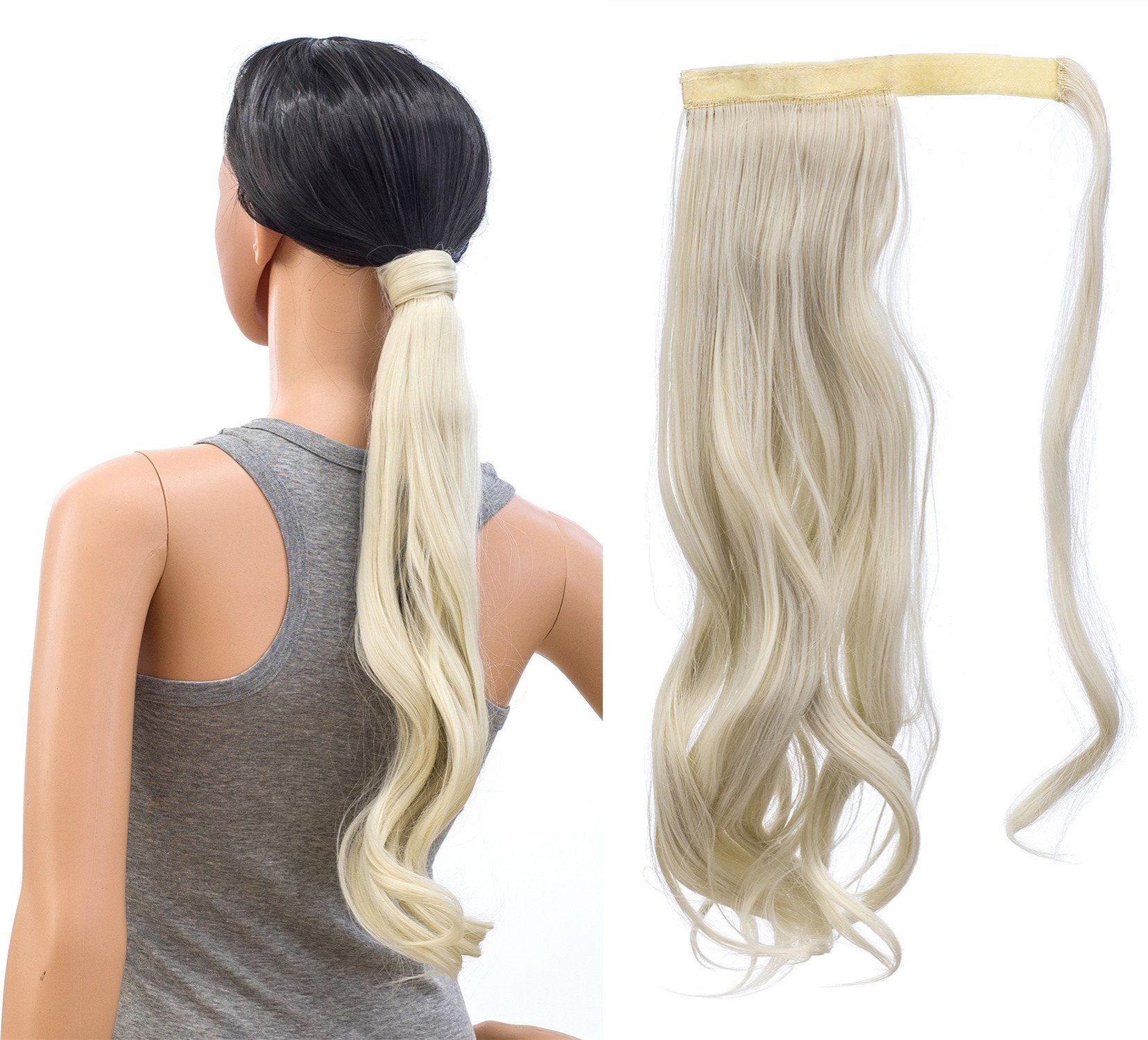 SWACC Women Long Straight/Curly Wavy Wrap Around Ponytail