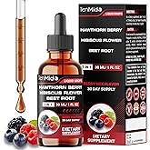 Tenmido Hawthorn Berry Extract Liquid Drops - 7in1 with Hibiscus, Beet Root, Quercetin, Garlic, Olive Leaf, and Turmeric - Vegan, Non-GMO - 30 ml 1 Fl Oz