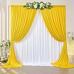 30ft x 10ft Wrinkle Free Yellow Backdrop Curtains