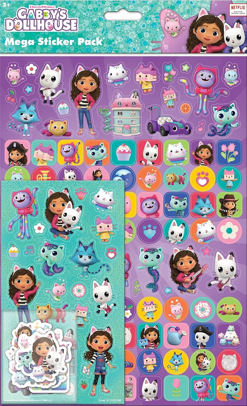 Paper Projects Gabby’s Dollhouse Mega Pack Sticker Set 150+ Reusable 35cm x