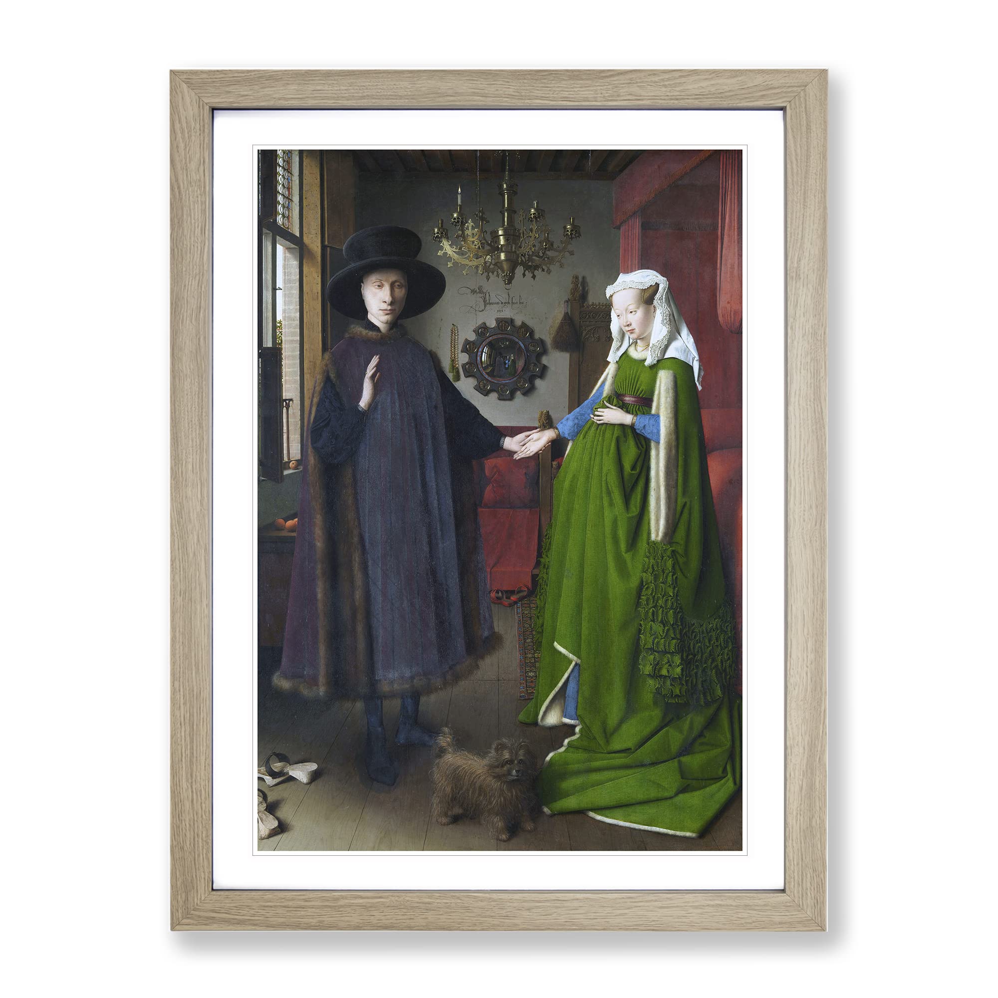 Arnolfini Portrait By Jan Van Eyck Classic Painting Framed Wall Art Print, Ready to Hang Picture for Living Room Bedroom Home Office Décor, Oak A3 (34 x 46 cm)