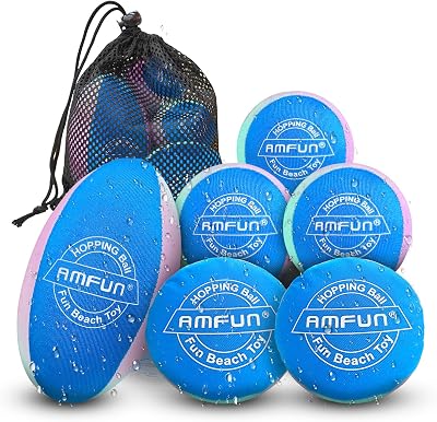AMFUN Water Bouncing Ball 6pcs Soft TPR Pool Toys Net Storage Bag
