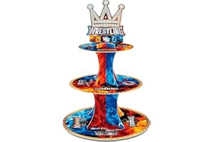 HAPPARTY 1PCS Wrestling Cupcake Stand Dessert Display Tower Holder Party Favor for Wrestling Sports Birthday Table Centerpiec