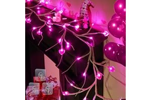 RJZZ 6FT 54LED Valentines Day Decor Garland Valentines Garland with Lights Willow Vine Heart Lights with Timer 8 Modes Battery Operated Waterproof Valentines Decorations for Home, Mantle, Fireplace