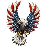 American Bald Eagle Flag Decal Sticker - 12 Inch - Vinyl Car Truck Bumper Patriotic Waterproof Decal Eagle for Car Truck Trailer Van SUV Outdoor Window Wall Laptop Tablet Cup Glass Any Smooth Surface
