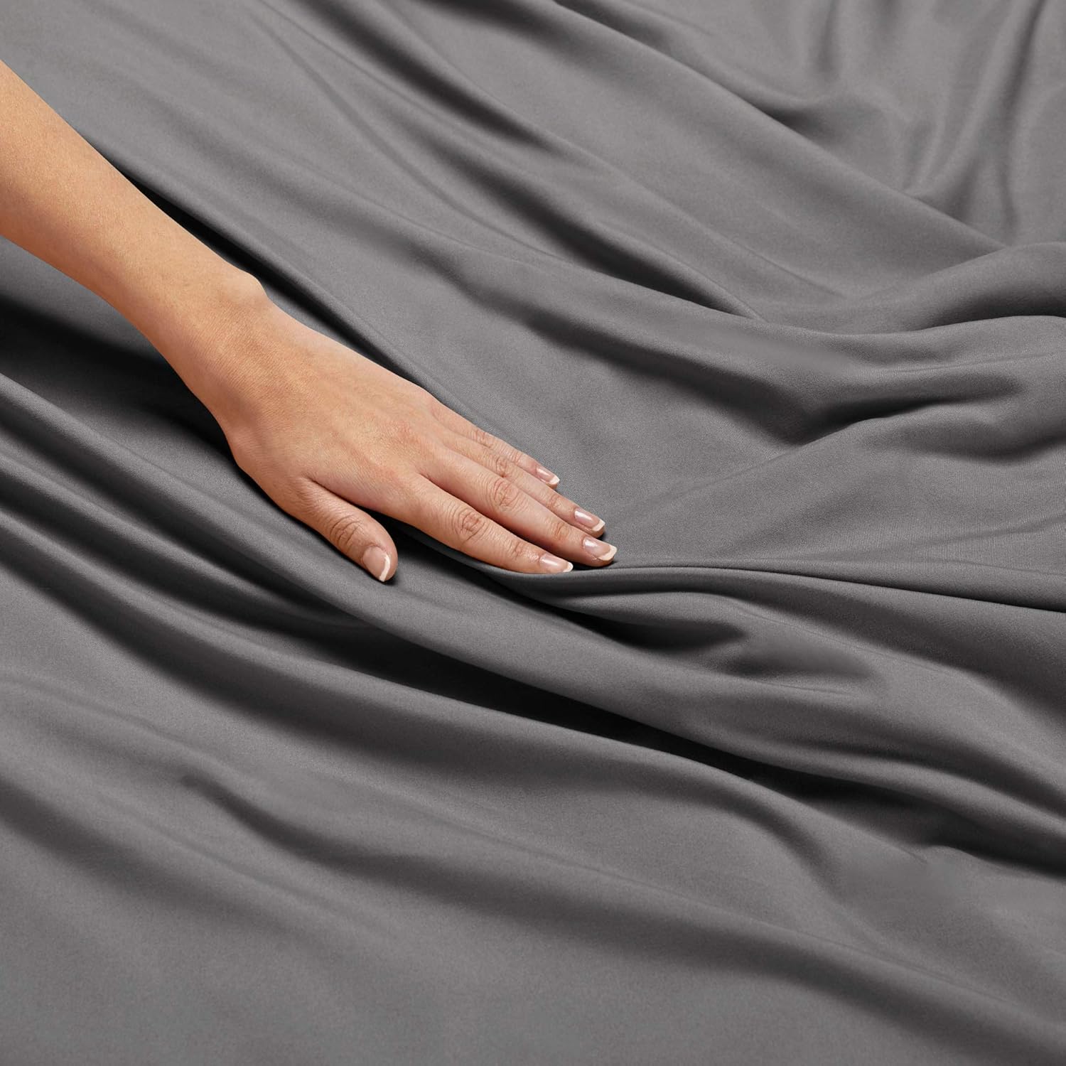Nestl Deep Pocket Split King Sheets: Bed Sheets with 2 Fitted Sheets, Flat Sheet, Pillow Cases - Extra Soft Microfiber Bedsheet Set with Deep Pockets for Split King Mattress - Charcoal Stone Gray: Home & Kitchen