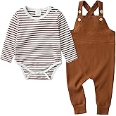 YUEMION Baby Boy Clothes Newborn Infant Boy Outfits 2Pcs Stripe Top Romper Pants Set 0-24 Months Overalls Toddler Boy Clothes