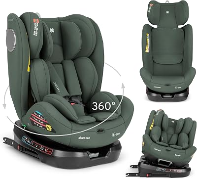 KikkaBoo Siège Auto Bébé 0 à 36 kg (40-150 cm) i-MOOVE 2, Rotation 360°, ISOFIX, i-Size, Dos & Face à la Route, Appuie-tête Réglable, Inclinable, Noir
