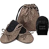 Silky Toes Sparkly Foldable Flats for Women Purse with Glitter Ballet Slippers Wedding Travel Flat Shoe
