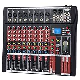 FULUODE Audio Mixer 8 Channel, CT-80S Professional Sound System Mixer Board DJ Mixing Console with Reverb MP3 Player Bluetooth 48V Phantom Power Supply USB Recording for Studio Karaoke Live Music