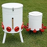 KOL 50LB Chicken Feeder &amp; 3 Gallon Chicken Waterer Set | All-Metal 16 Port Feeder + 8 Cup Auto Waterer, No Waste, Weatherproof Poultry Feeding System, Chicken Coop Accessories