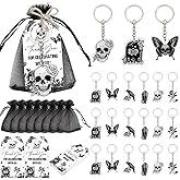 Serencatcher Gothic Theme Party Favors 72pcs Gothic Party Favors Keychains Thank You Tags Organza Bags for Death to My 20s 30s Birthday Gothic Wedding Bridal Shower Bachelorette Party Supplies