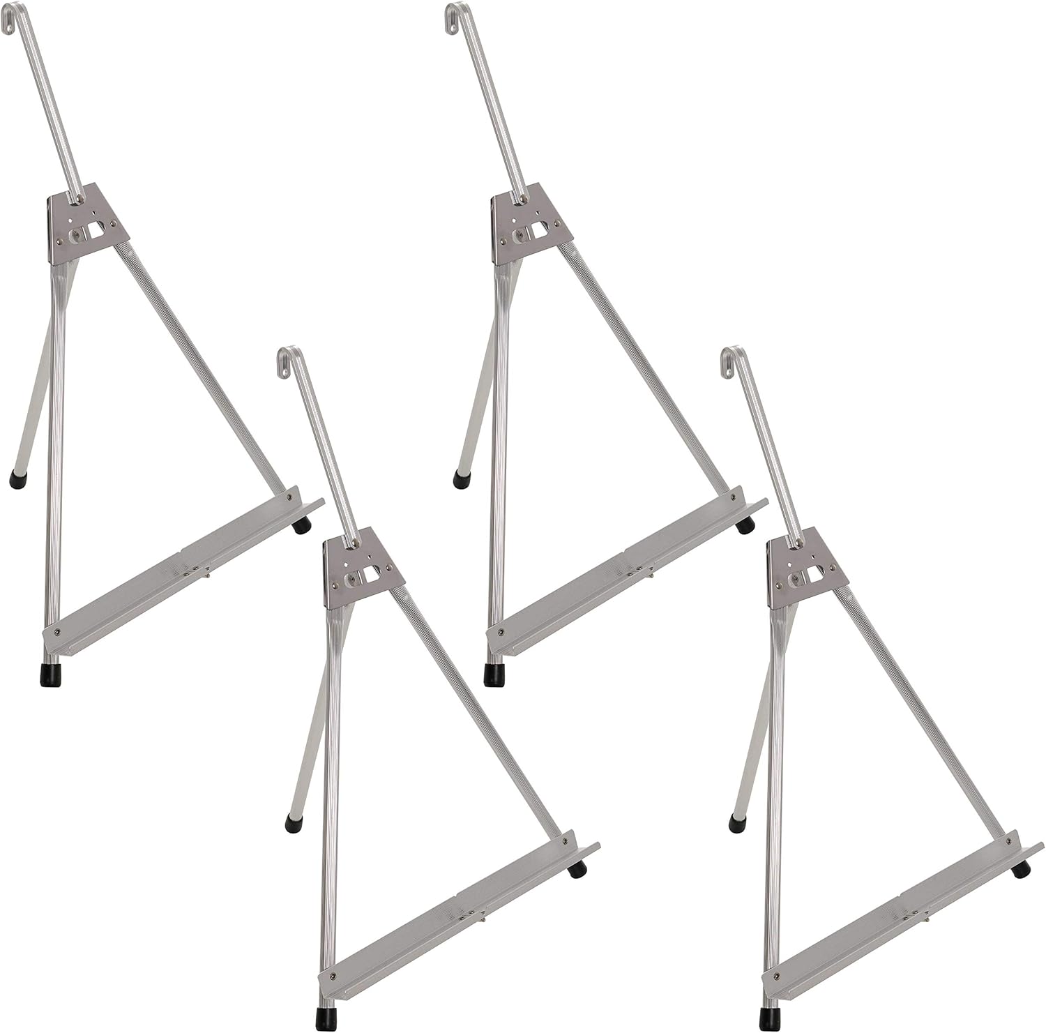 U.S. Art Supply 15" to 21" High Adjustable Aluminum Tabletop Display Easel (Pack of 4) - Collapsible Folding Frame, Portable Artist Tripod Stand - Holds Canvas, Framed Paintings & Photos, Books, Signs