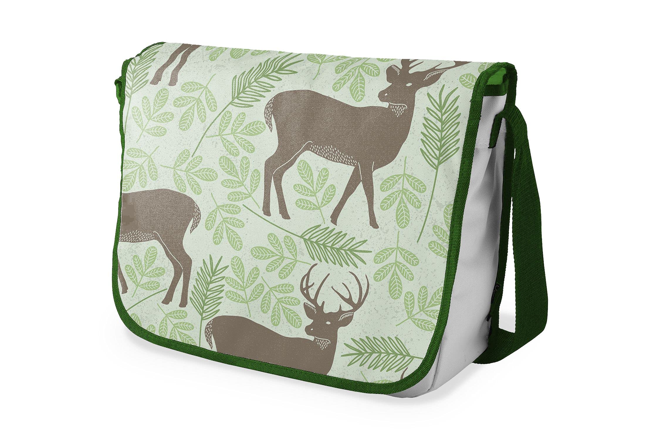 Bonamaison Digitally Printed Messenger School Bag with Khaki Strap for Students, Cross Body Bag, Courier Bag, Shoulder Bag for School, Back to School, Size: 29x36 Cm