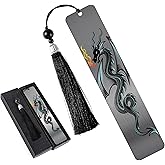 Dragon Bookmark Gift for Men Boys: Cool Book Page Markers, Dragon Metal Book Mark Clips for Reading, Gifts for Kids Men Adults Office School Supplies with Gift Box (Double Printed)