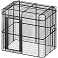 Outdoor Large Walk-in Cage 87-inch Heavy Duty Bird Cage Carbon Crystal Board Aviary Parrot Cage Wide Flight Metal Birdcage for Macaw Budgie Conure Lovebird Parakeet Cockatiel, 7.22x5.25x6.8ft, Black