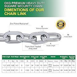 OKG Heavy Duty Security Chain, 3.9ft x 5/16" Thick