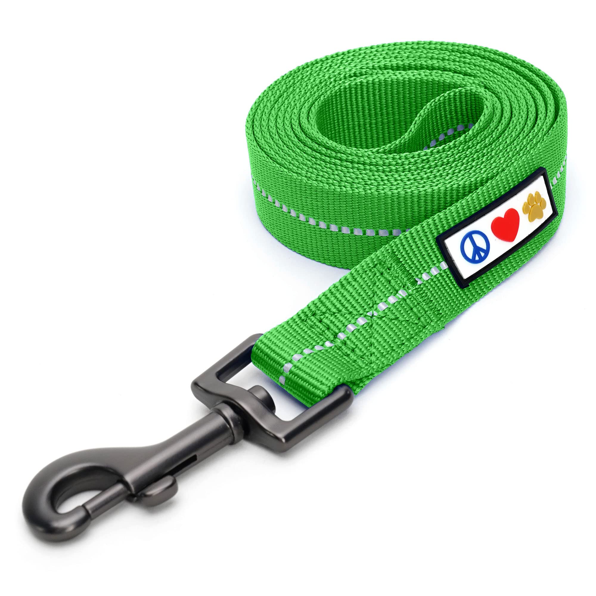 Pawtitas Dog Lead for Small Dogs Comfortable Handle Training Dog Lead 1.8m Long Dog Lead Puppy Lead - Recycled Reflective Lead Green Dog Lead for Small Breeds
