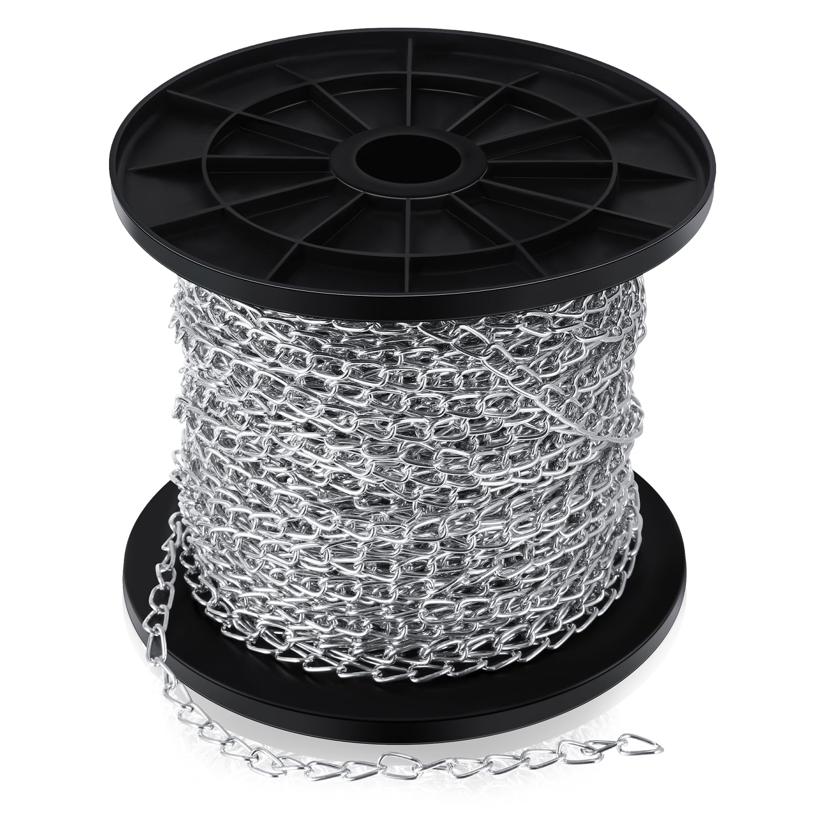 Photo 1 of Yaocom 100 ft 1.3mm Galvanized Steel Hanging Jack Chain Gold Metal Link Chain Roll Spool for Light Fixture, Bird Feeders, Overhead Lights, Artworks, Flowerpots(50 Ft, 1.3mm,Silver)