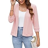 Hount Womens 3/4 Sleeve Cropped Cardigans Lightweight Casual Open Front Bolero Shrugs Sweaters