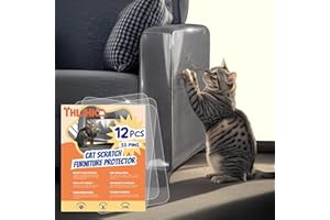 THLHKD Cat Scratch Furniture Protector: 12 Pcs Single Side Couch Protector from Cat Claws with 4 Holes, Easy to Stick & Fix, Furniture Protectors from Cats Scratching(12P+55 Pins)