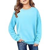 Arshiner Girls Crewneck Sweatshirt Long Sleeve Pullover Tops Drop Shoulder Sweatshirts Color Block Ribbed Trim for 5-14 Years