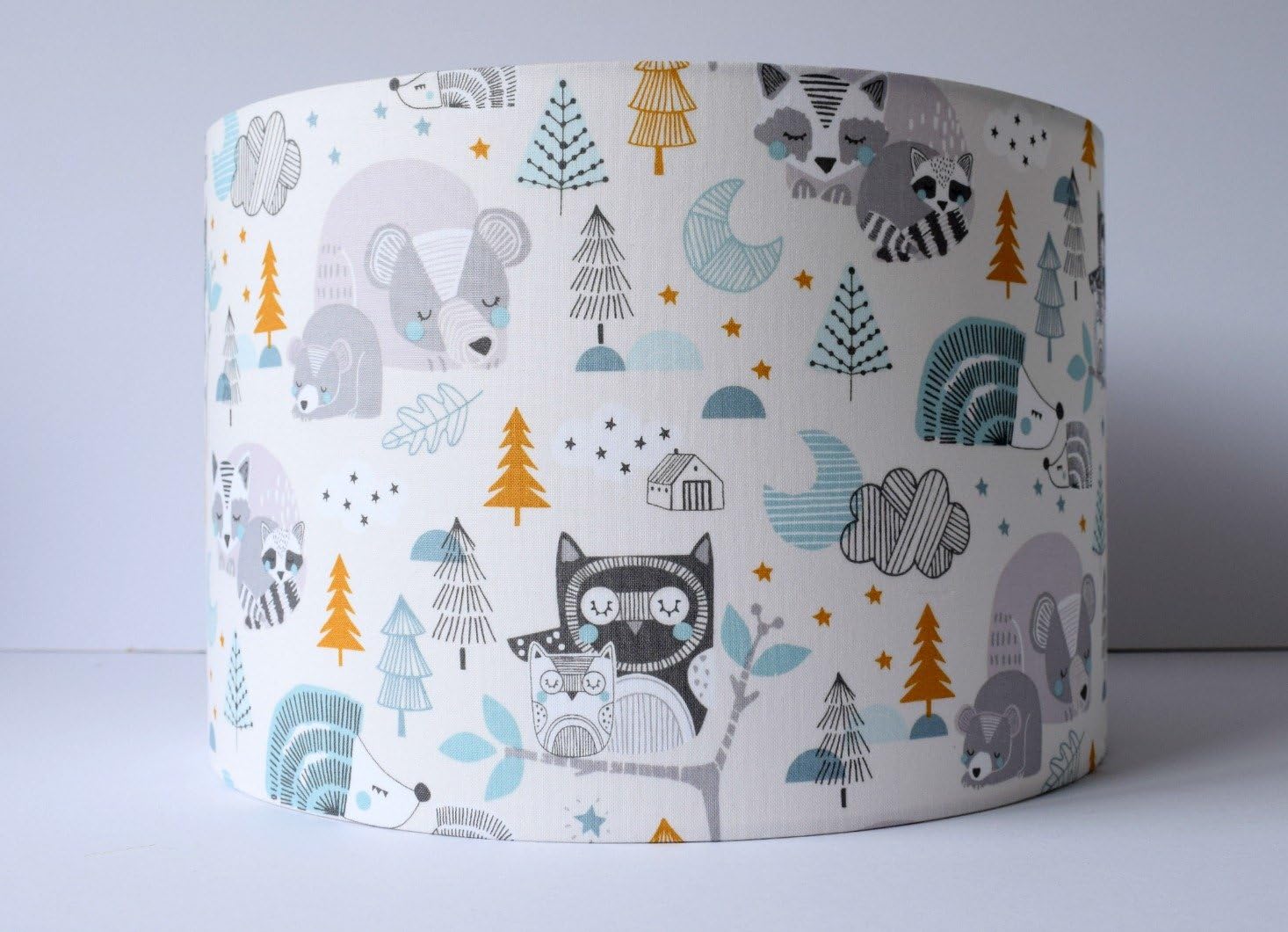 Blue Woodland Drum Lampshade