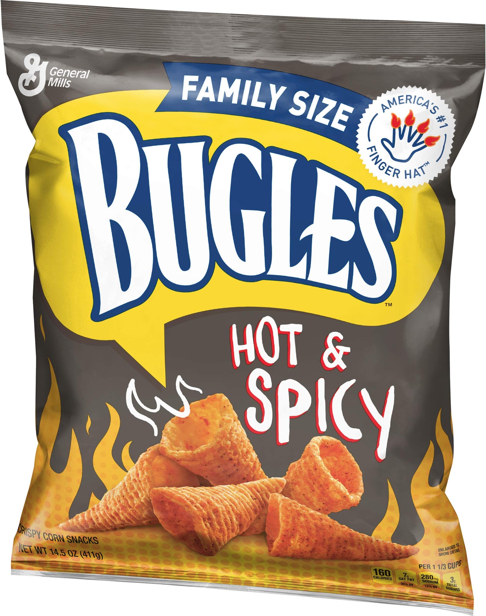 Bugles Crispy Corn Snacks Hot & Spicy, 14.5 Oz