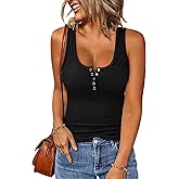 BTFBM 2026 Spring Tops for Women Summer Scoop Neck Ribbed Henley Button Sleeveless Casual Basic Tank Top Clothes Outfits